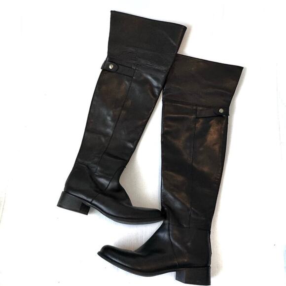Stelle Monelle over the knee fold down black leather riding boots size 39 / 8.5 - Picture 1 of 14